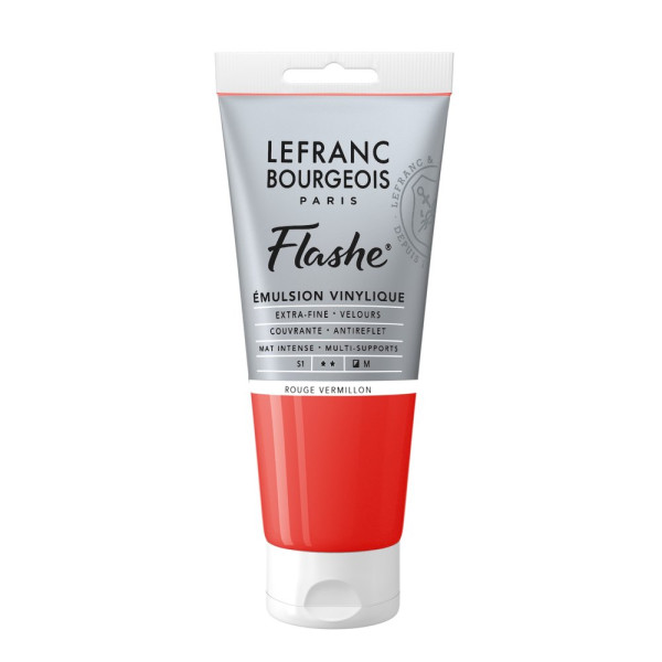 photo-Peinture vinylique - Flashe - Rouge vermillon - 393 - Lefranc Bourgeois - 80ml