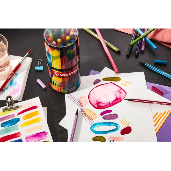 Feutres de coloriage - STABILO - Pen 68 - Arty - 45 couleurs - Pot métal