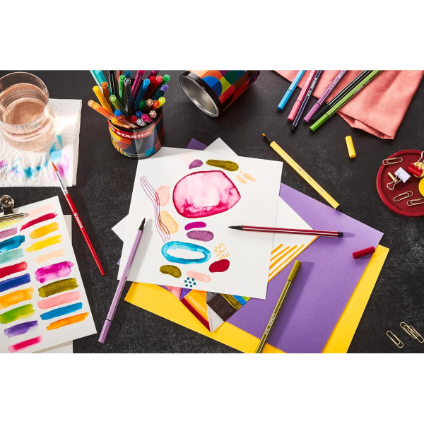 Feutres de coloriage - STABILO - Pen 68 - Arty - 45 couleurs - Pot métal