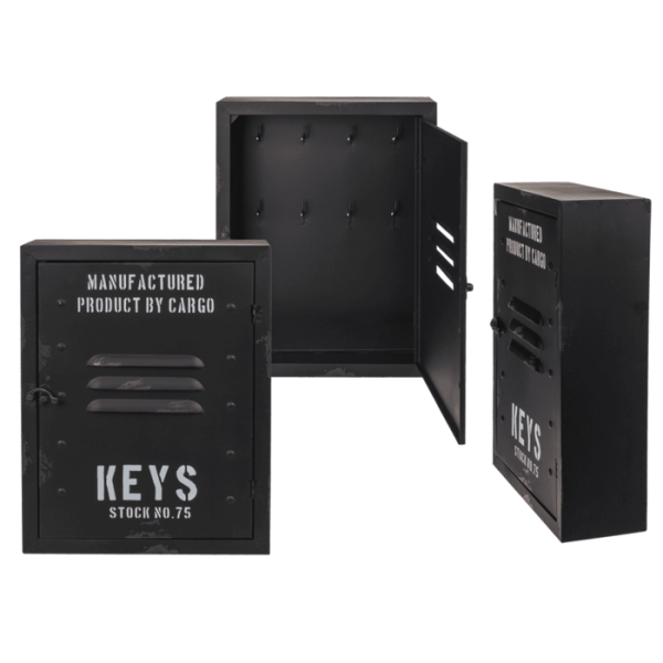 Boîte à clés - Métal - Noir - Déco - A suspendre - 8 accroches - 23x30x9cm