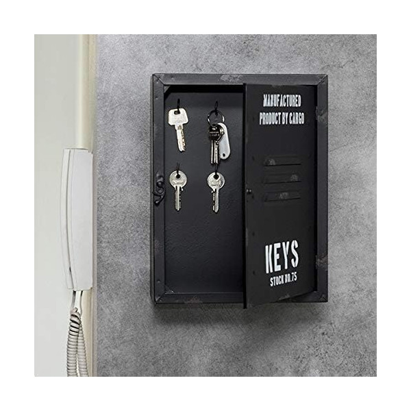 Boîte à clés - Métal - Noir - Déco - A suspendre - 8 accroches - 23x30x9cm