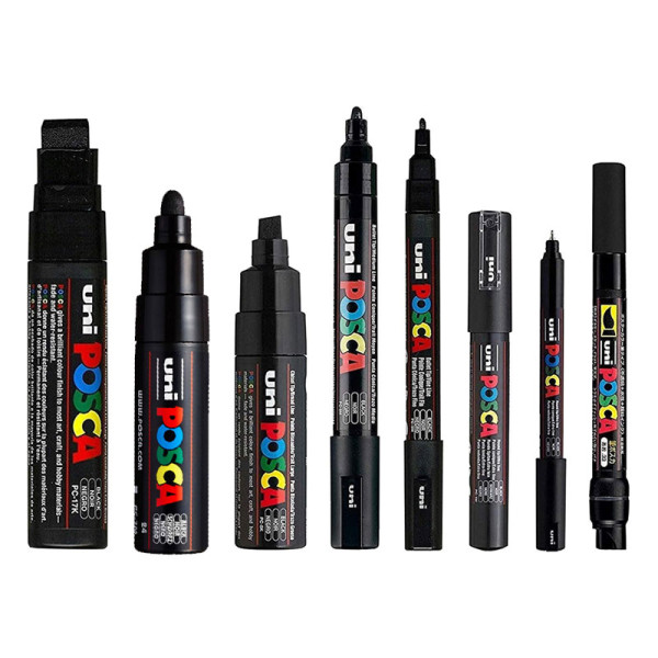 PHOTO-Marqueurs Posca noir | PC-17K PC-7M PC-8K PC-5M PC-3M PC1M PC-1MR PCF350