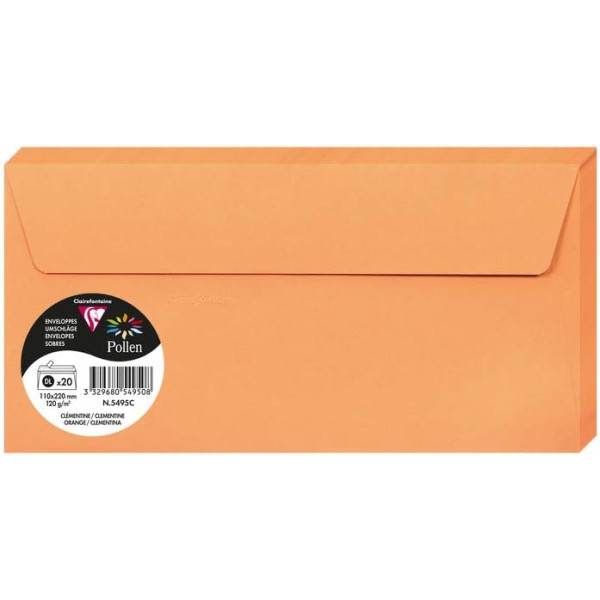 photo-Enveloppes - Format DL - 110x220mm - Clémentine - 20 unités - Clairefontaine