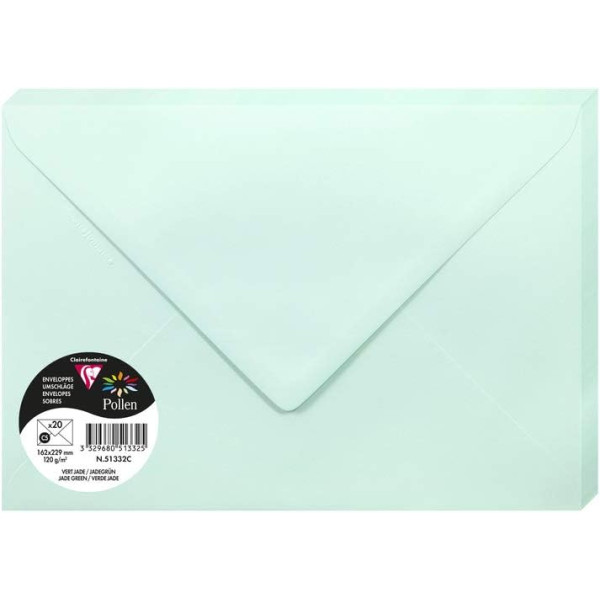 photo-Enveloppes - C5 - 16,2x22,9cm - Pollen - Vert jade - 20 unités - Clairefontaine