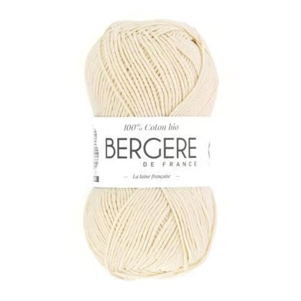photo-Pelote de laine - Ecru - 100% coton bio - 3mm - Tricot et crochet - Bergère de France