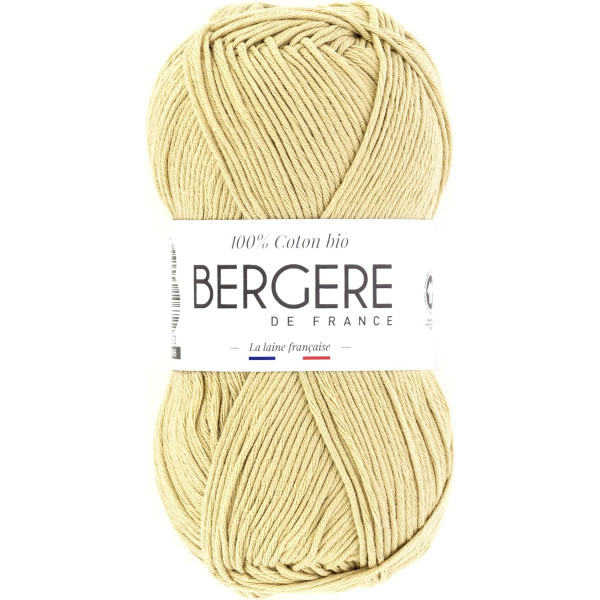 photo-Pelote de laine - Sable - 100% coton bio - 3mm - Tricot et crochet - Bergère de France