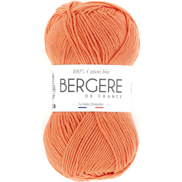 photo-Pelote de laine - Saumon - 100% coton bio - 3mm - Tricot et crochet - Bergère de France