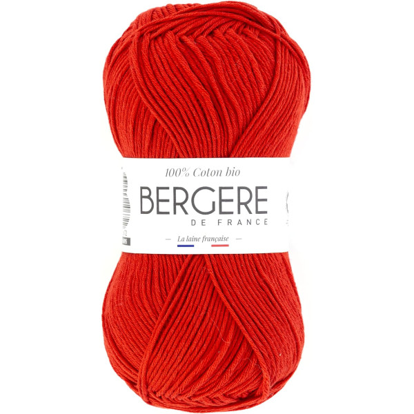 photo-Pelote de laine - Vermeille - 100% coton bio - 3mm - Tricot et crochet - Bergère de France