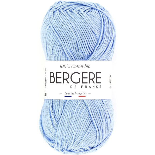 photo-Pelote de laine - Ciel - 100% coton bio - 3mm - Tricot et crochet - Bergère de France