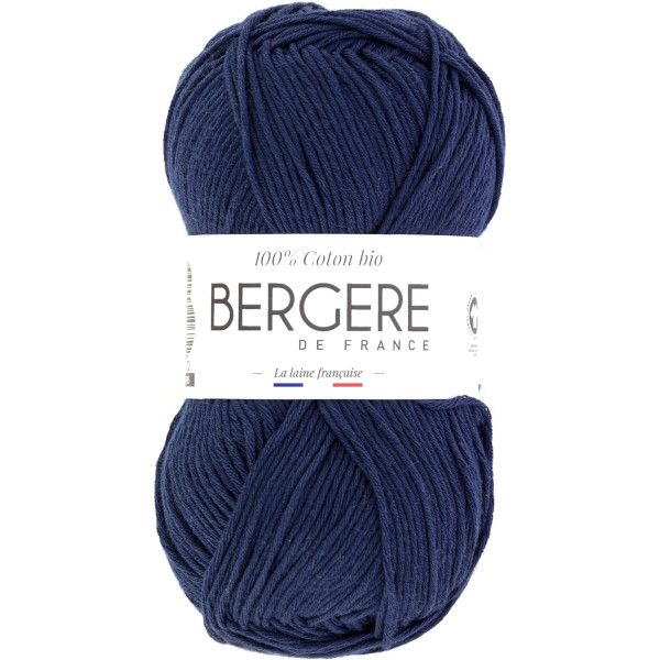 photo-Pelote de laine - Marin - 100% coton bio - 3mm - Tricot et crochet - Bergère de France