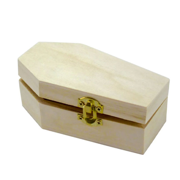 photo-Cercueil en bois - Halloween - Décoration - A personnaliser - 11,5x6,5x4,3cm