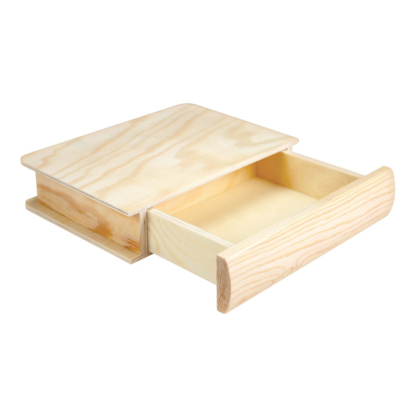 photo-Boite en forme de livre - Bois - A décorer - 14,5x19x4cm - Pour bijoux, secrets
