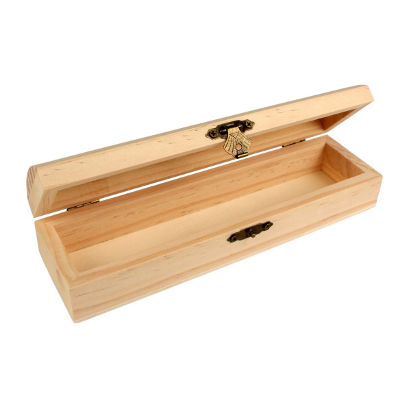 photo-Coffret en bois - Plumier - Pour stylos - Bois - 20x5,5x4,3cm - A décorer