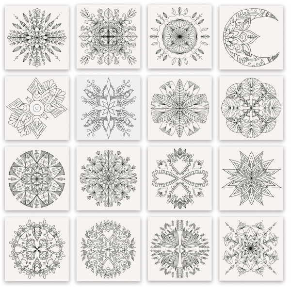 Coloriage - Mandalas - Adulte et enfant - 16 modèles - 20x20cm - Dès 8 ans - Loisirs créatifs