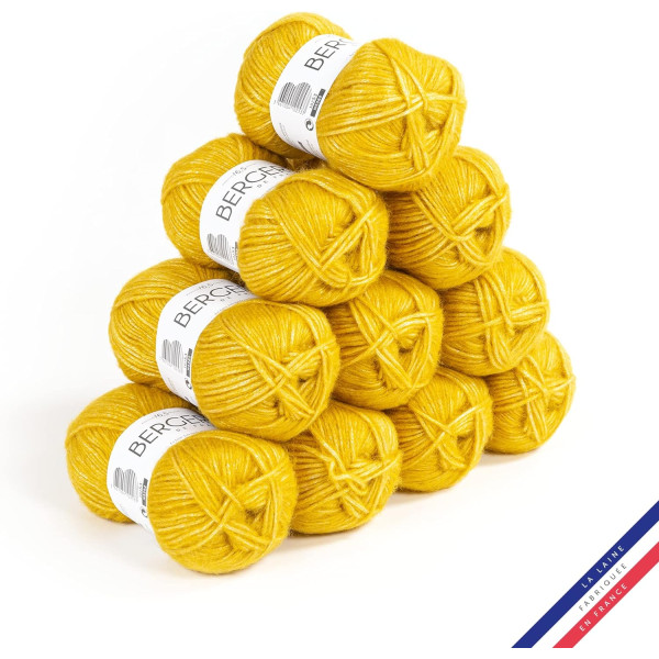 photo-10 pelotes de laine - Poussin - Polyester, laine, acrylique - Bergère de France - Cocooning