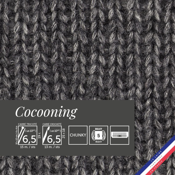 10 pelotes de laine - Gris - Polyester, laine, acrylique - Bergère de France - Cocooning