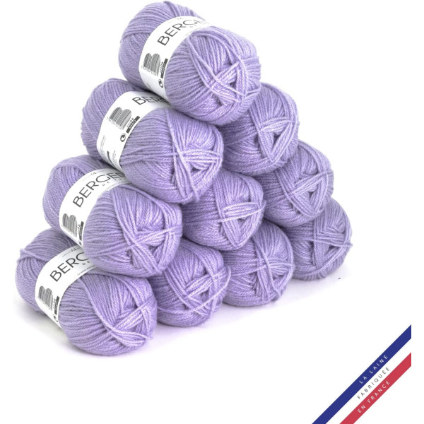 photo-10 pelotes de laine - Lavande - 100% acrylique - Bergère de France - Barisienne