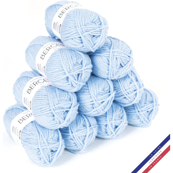 photo-10 pelotes de laine - Ciel - 100% acrylique - Bergère de France - Barisienne 7