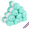 photo-10 pelotes de laine - Algue - 100% coton bio - 3mm - Tricot et crochet - Bergère de France