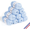 photo-10 pelotes de laine - Ciel - 100% coton bio - 3mm - Tricot et crochet - Bergère de France