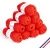 photo-10 pelotes de laine - Vermeille - 100% coton bio - 3mm - Tricot et crochet - Bergère de France