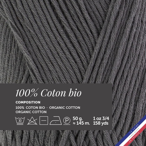 10 pelotes de laine - Mistigris - 100% coton bio - 3mm - Tricot et crochet - Bergère de France