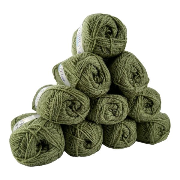 photo-Pelotes - Vert olive - 100% Acrylique - 50g/140m - Lot de 10 pelotes - Azurite