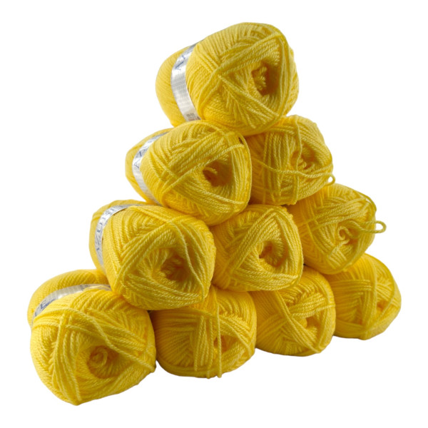 photo-Pelotes - Jaune - 100% Acrylique - 50g/140m - Lot de 10 pelotes - Azurite
