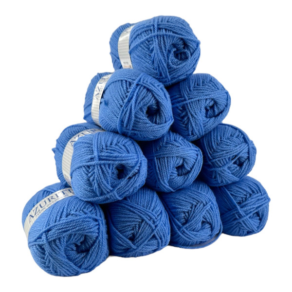 photo-Pelotes - Bleu moyen - 100% Acrylique - 50g/140m - Lot de 10 pelotes - Azurite