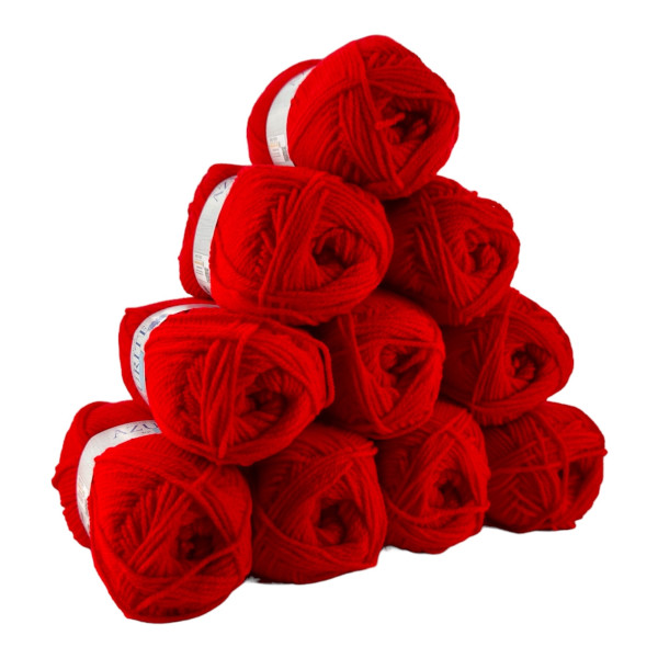 photo-Pelotes - Rouge - 100% Acrylique - 50g/140m - Lot de 10 pelotes - Azurite