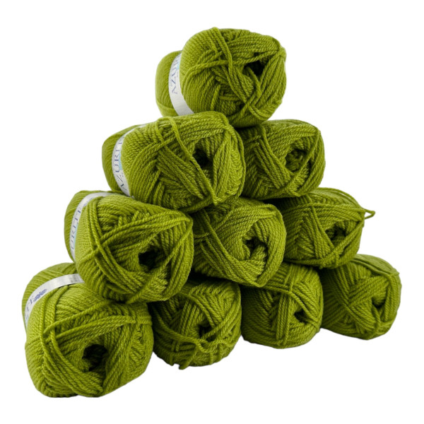 photo-Pelotes - Vert anis - 100% Acrylique - 50g/140m - Lot de 10 pelotes - Azurite