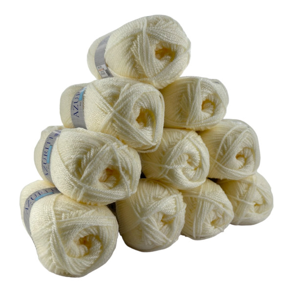 photo-Pelotes - Ecru - 100% Acrylique - 50g/140m - Lot de 10 pelotes - Azurite