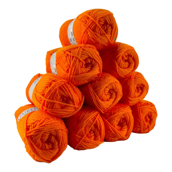 photo-Pelotes - Orange - 100% Acrylique - 50g/140m - Lot de 10 pelotes - Azurite