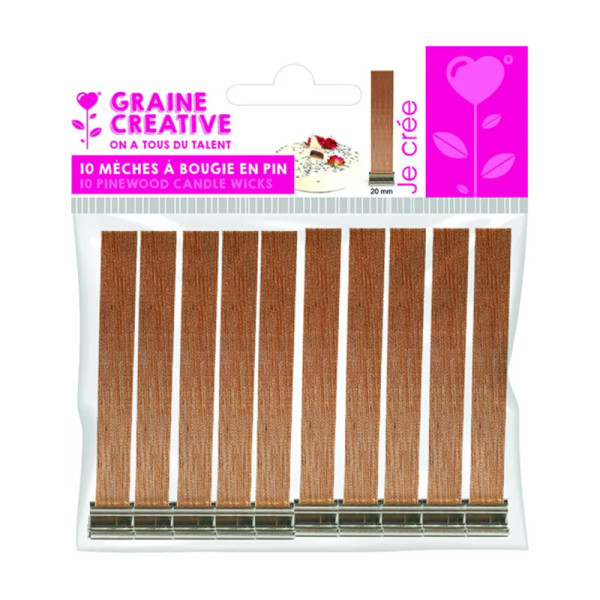 photo-10 mèches pour bougie - Pin - 2 cm largeur - Bougies à faire soi-même - Graine créative