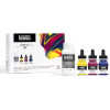 Coffret - Encre acrylique - Pouring - Liquitex Pro - 3 couleurs + médium lissage