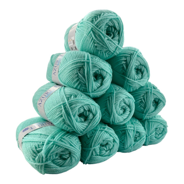 photo-Pelotes - Vert nil - 100% Acrylique - 50g/140m - Lot de 10 pelotes - Azurite