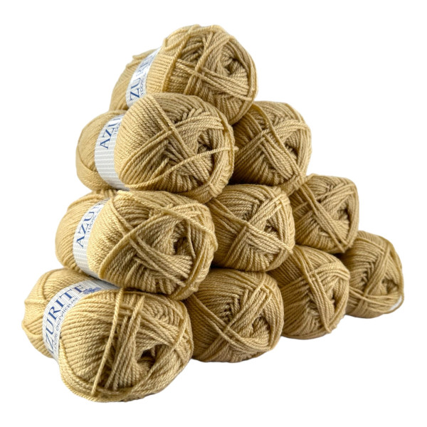 phot-Pelotes - Beige clair - 100% Acrylique - 50g/140m - Lot de 10 pelotes - Azurite