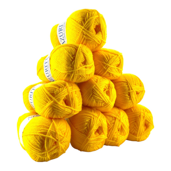 photo-Pelotes - Jaune canari - 100% Acrylique - 50g/140m - Lot de 10 pelotes - Azurite