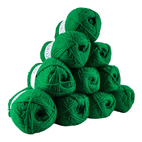 photo-Pelotes - Vert sapin - 100% Acrylique - 50g/140m - Lot de 10 pelotes - Azurite