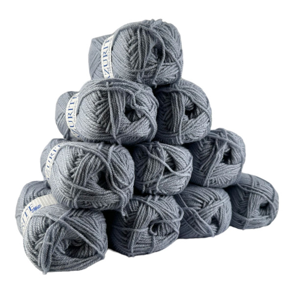 photo-Pelotes - Bleu gris - 100% Acrylique - 50g/140m - Lot de 10 pelotes - Azurite