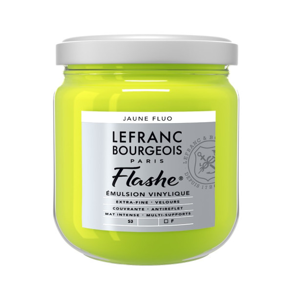 photo-Peinture vinylique - Flashe - Jaune fluo - 163 - Lefranc Bourgeois - 400ml