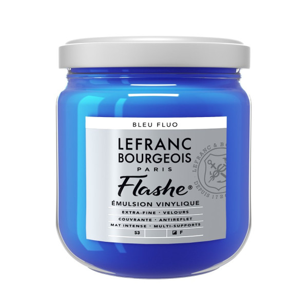 photo-Peinture vinylique - Flashe - Bleu fluo - 083 - Lefranc Bourgeois - 400ml