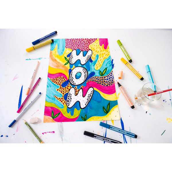 Feutres dessin - STABILO Pen 68 Max - Pointe large - Arty - 18 couleurs