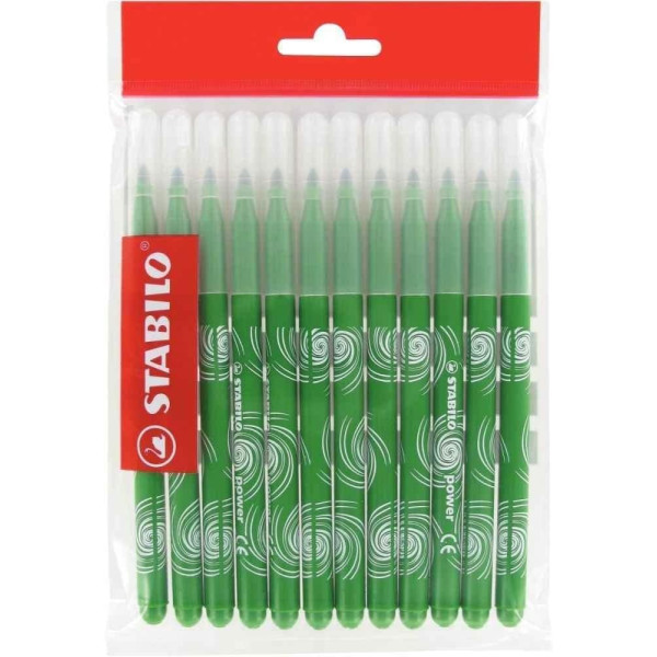 photo-Feutres de coloriage - STABILO power max - Vert - Pointe large - 12 feutres