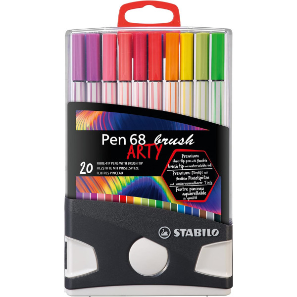 photo-Feutres coloriage - STABILO Pen 68 brush - Arty - Mine pinceau - 20 couleurs
