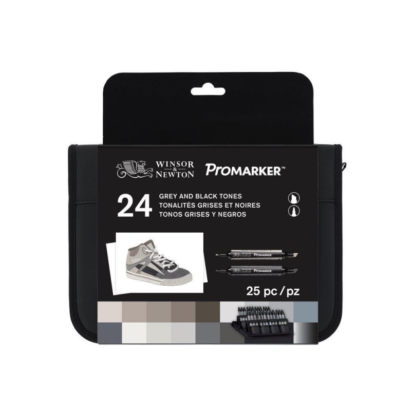 photo-Feutres - Promarker - Trousse 24 couleurs - Gris et noir - Winsor et Newton