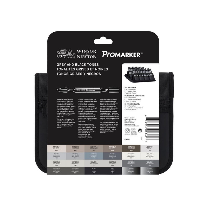 Trousse Promarker - 24 Feutres noir et gris - Winsor et Newton | à seulement 59,95 €