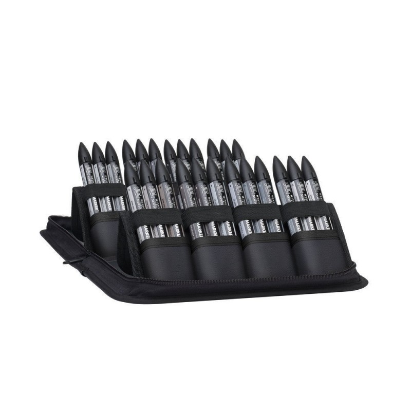 Trousse Promarker - 24 Feutres noir et gris - Winsor et Newton | Surdiscount