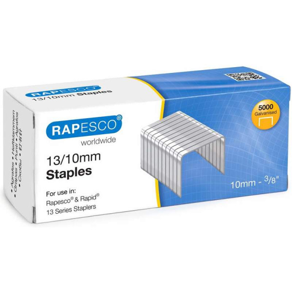 photo - Agrafes - 13/10mm - Boite de 5000 - Argent/galvanisées - Rapesco
