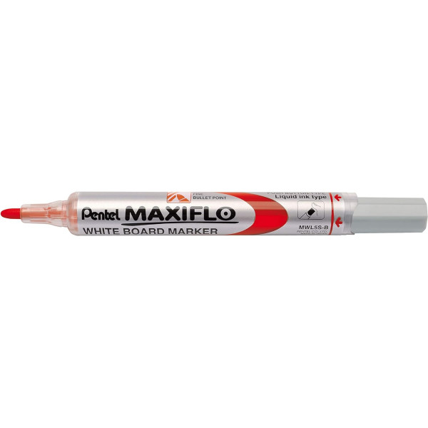 Set 4 marqueurs + brosse magnétique - Effaçable - Pointe ogive - Tableau blanc - Pentel - Maxiflo